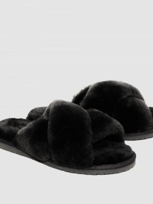 SLIPPERS CROSS  BLACK