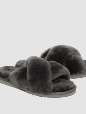 SLIPPERS CROSS  DARK GREY