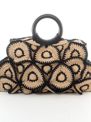 FLOWER BAG LIGHT BEIGE-BLACK