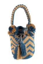 BOLSOS BLUE & BEIGE PONPON