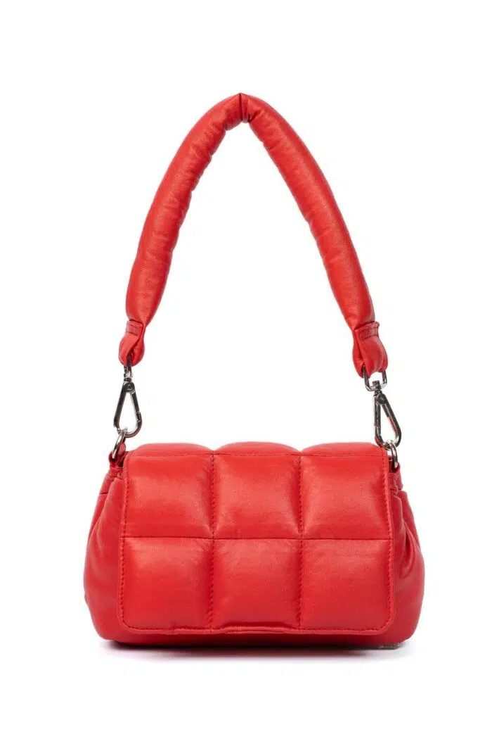 PUFFER BAG HAND ROSE RED